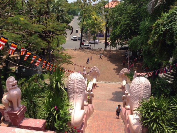 look down from Temple on Wat Phnom 